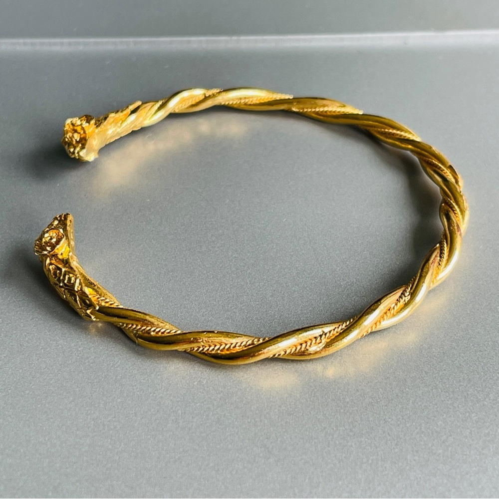 Double Ram Head Aries Gold Vermeil Sterling Silver Twisted Cable Cuff Br… - Picture 4 of 10